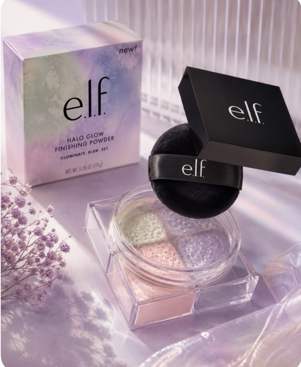 Set de cuatro polvos sueltos e.l.f. Halo Glow Setting Powder